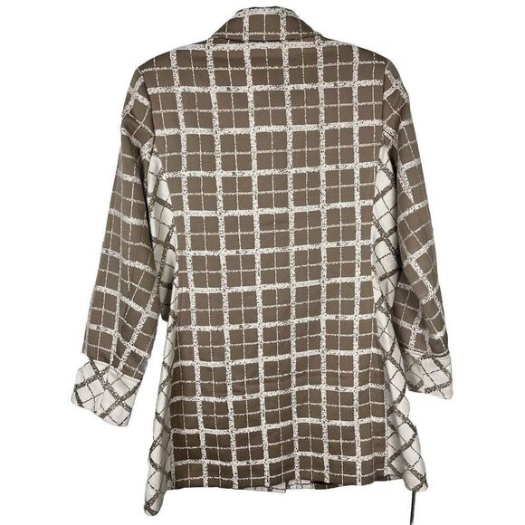Dennis Basso Women's Plaid Button Front Topper Pockets Cream Tan Size 8 NWT - Picture 9 of 10